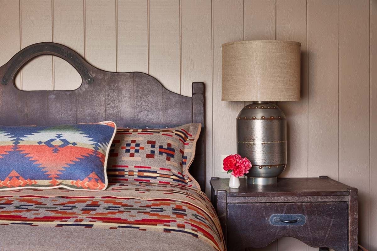 bed with side table