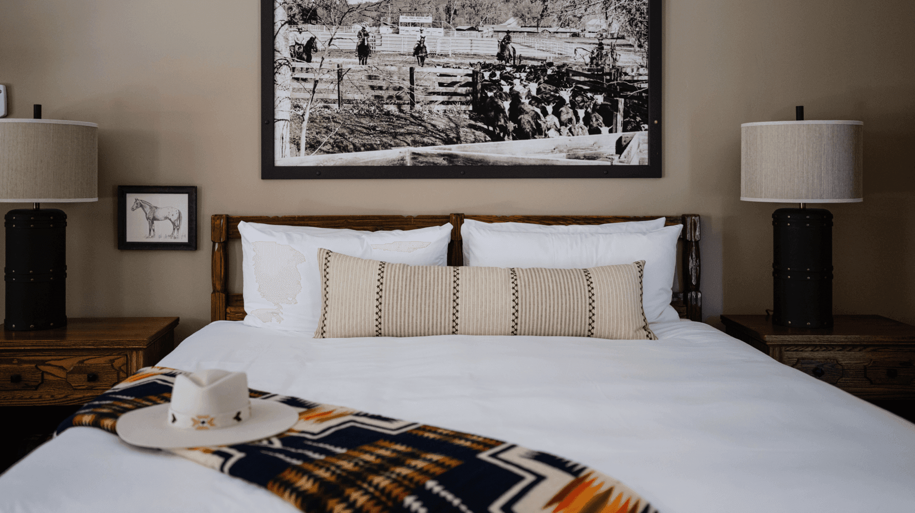 queen bed inside Golf View Cottage