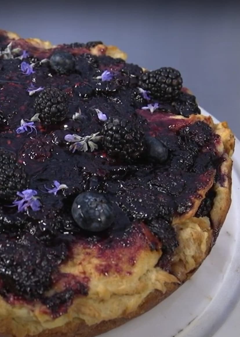 black and blue bread pudding