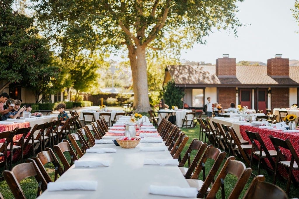 outdoor dining area set up