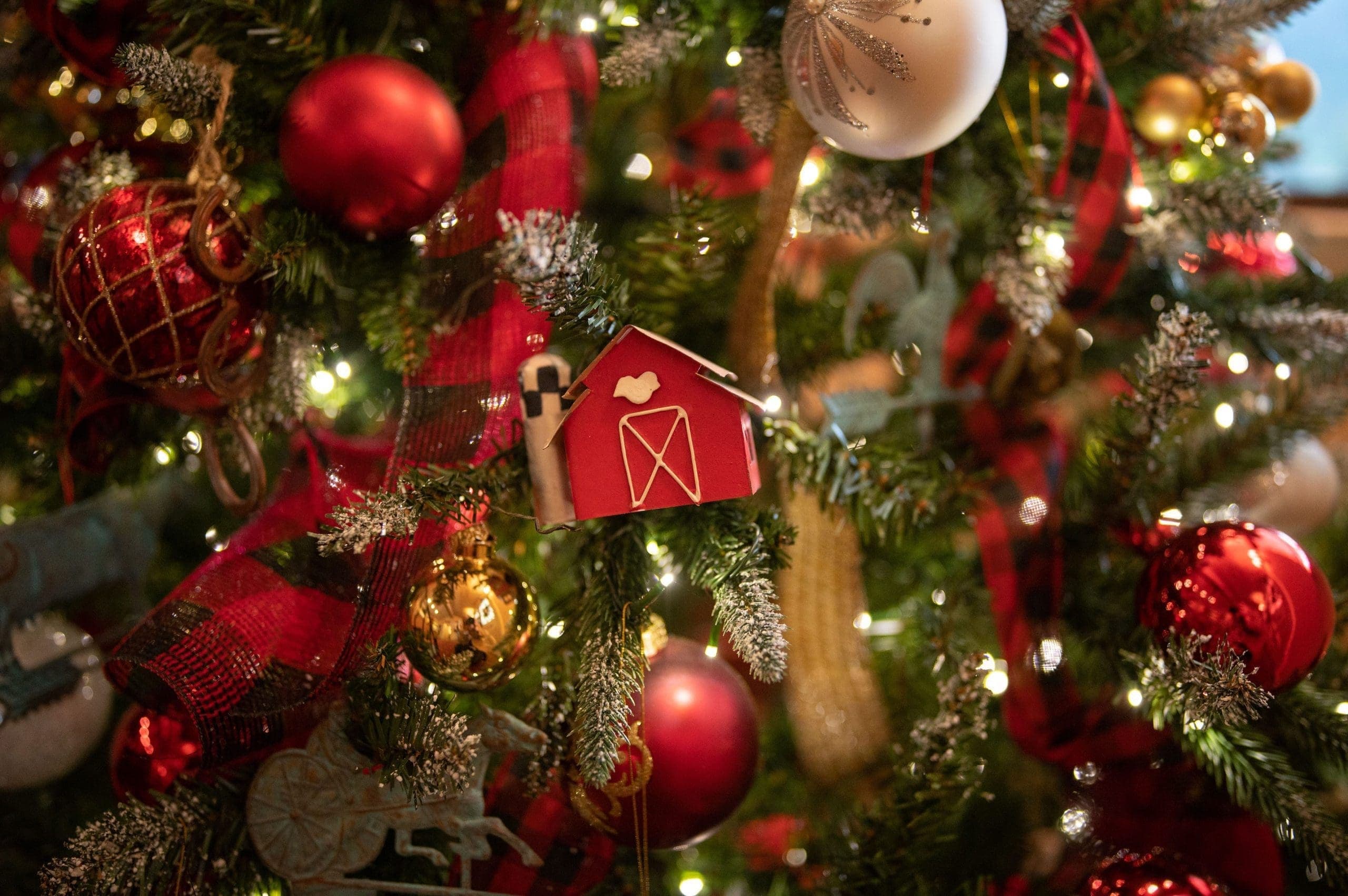Christmas ornaments on a Christmas tree