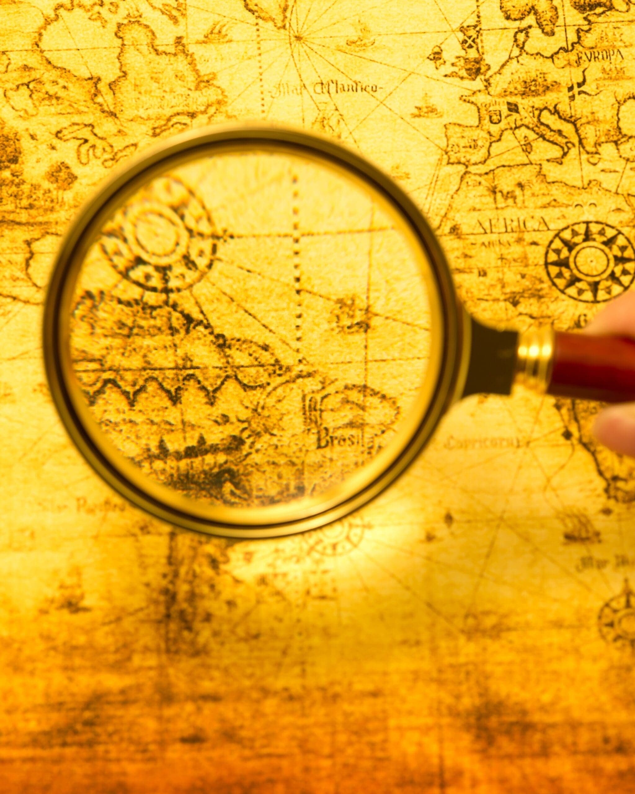 Map with magnifying glass