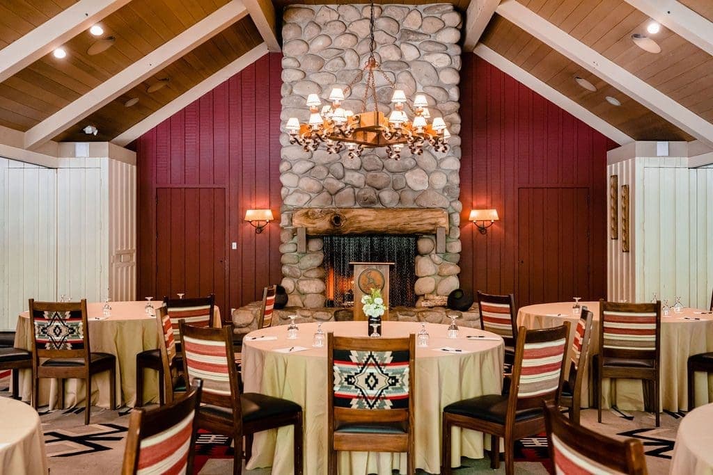 dining area with rounds tables and wooden chairs