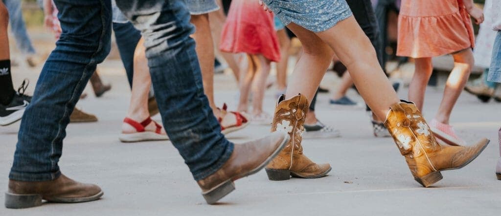 Peoples legs as they line dance