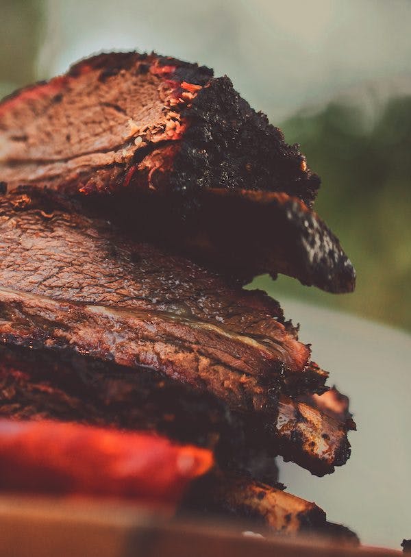close up view of smoked beef ribs