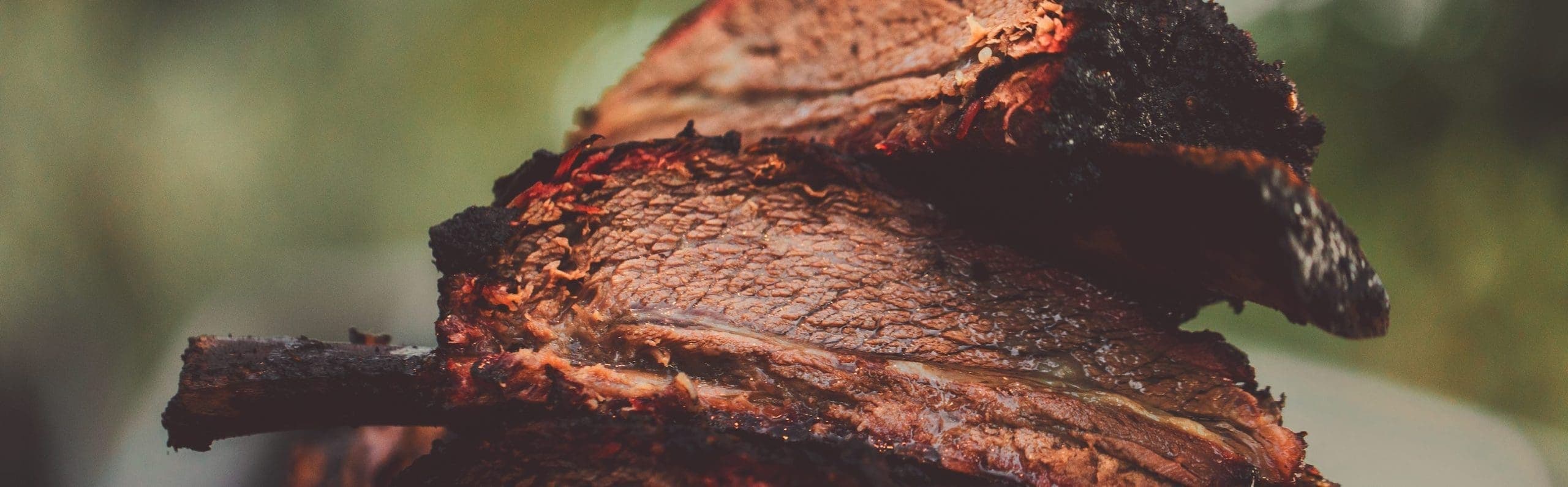 close up view of smoked beef ribs