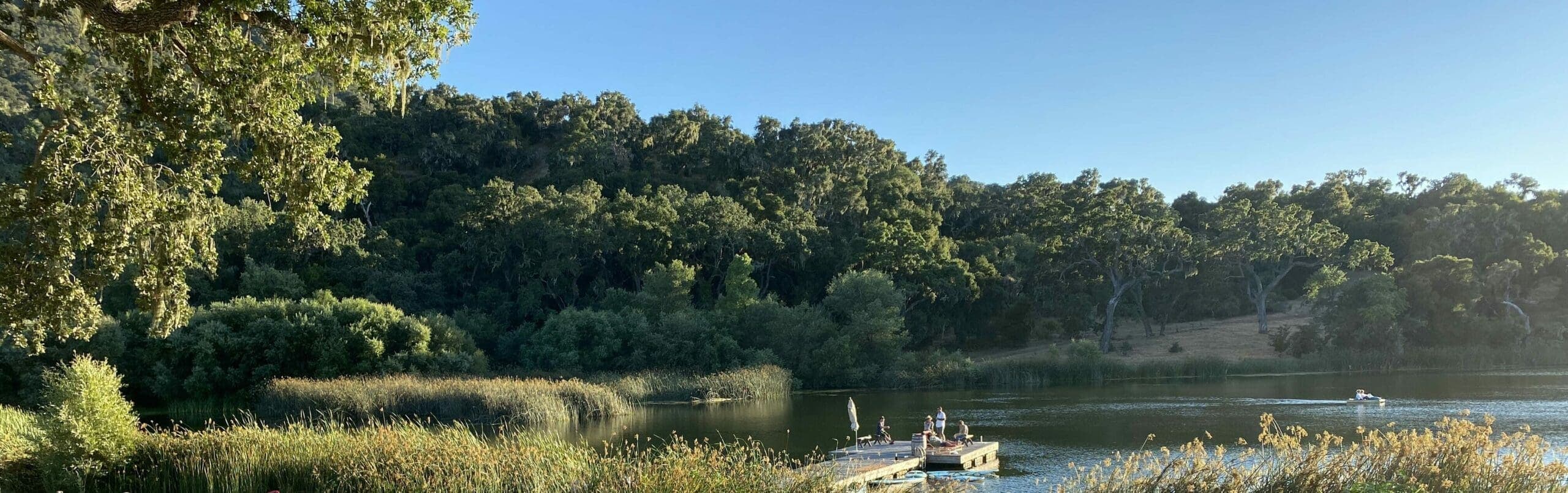 people on the dock at Alisal Lake