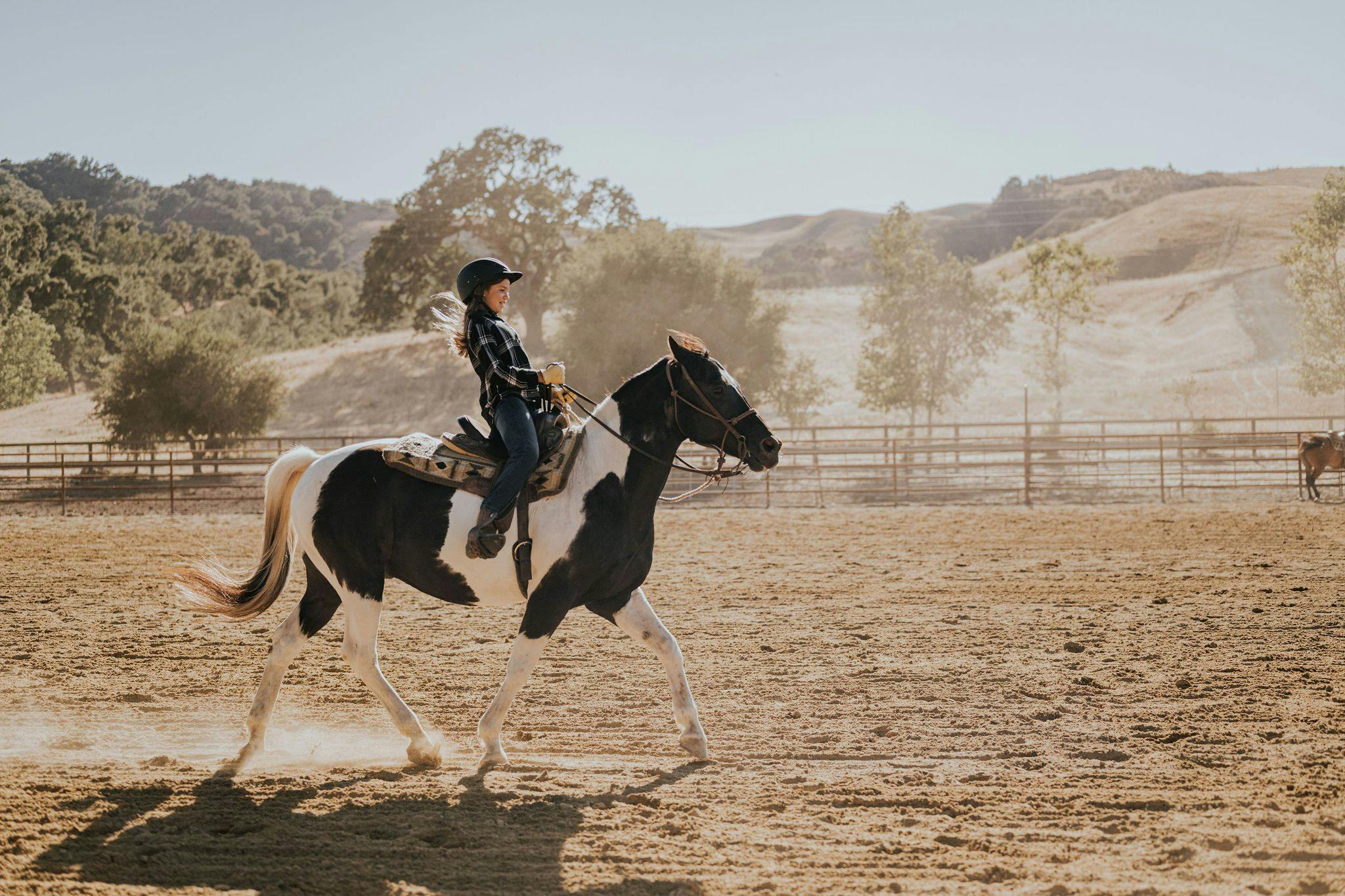 girl on horse at ranch