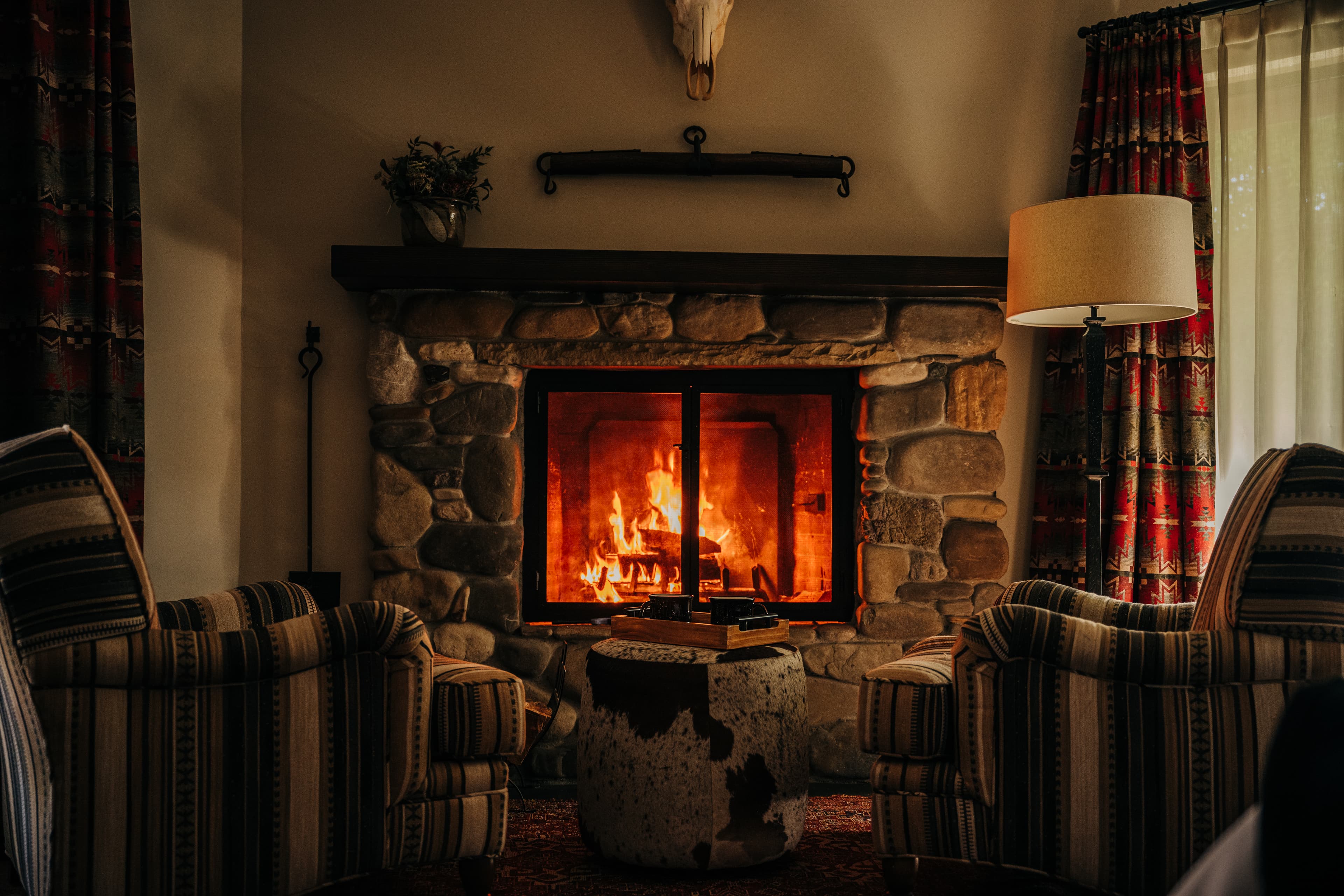 The Ranch Reset special offer at Alisal Ranch. Fireplace in Alisal guest cottage.