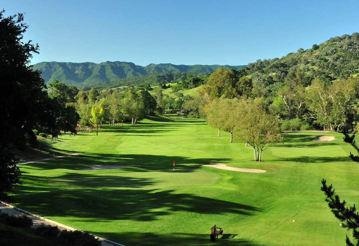 A view down the fairway A view across the water - Alisal Championship Golf Course in the Santa Ynez Valley
