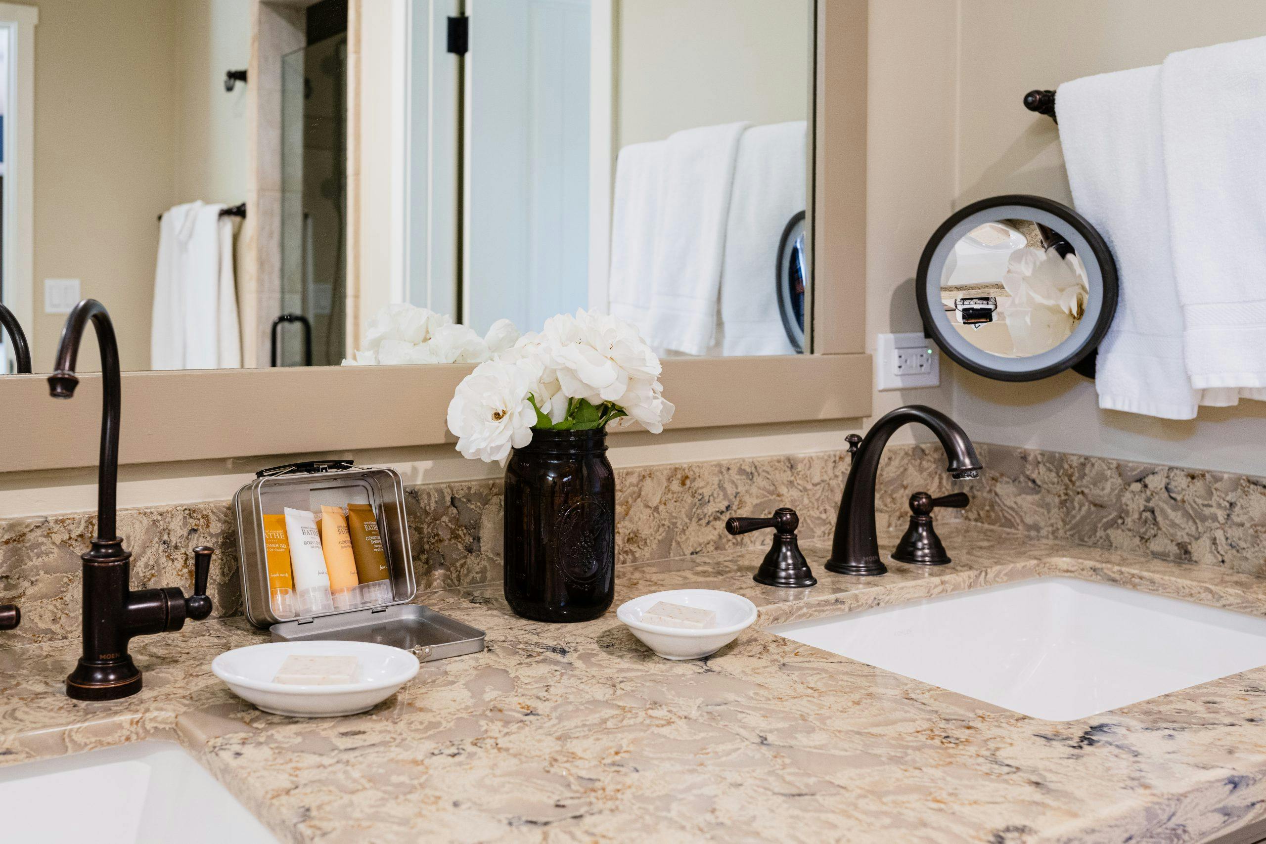 bathroom counter top in Mountain view cottage
