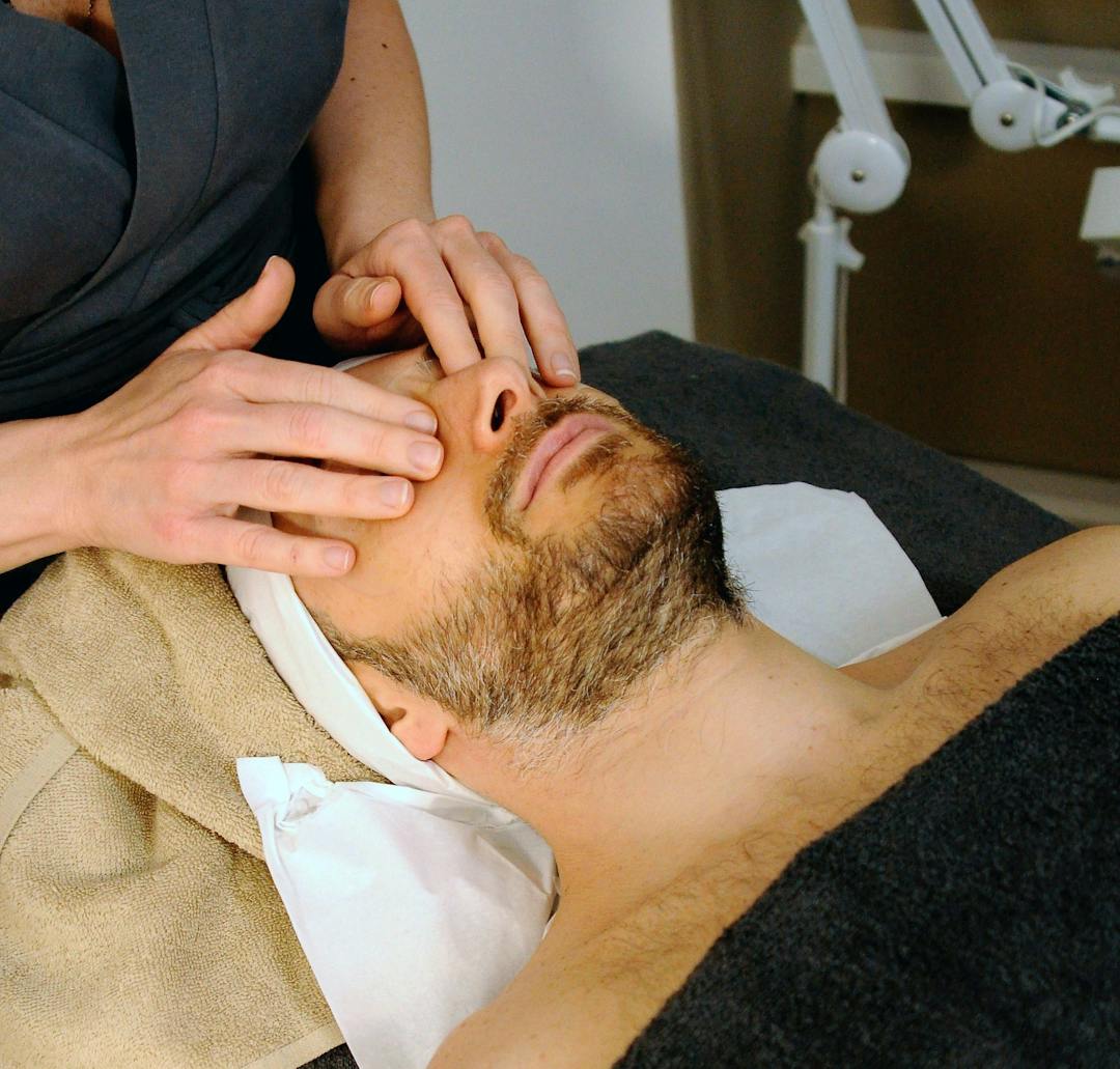 person laying down getting a facial